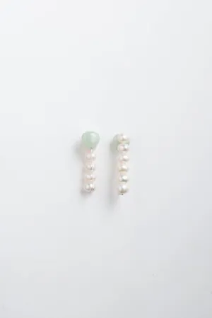 Reversible ear clip aventurine x white circle