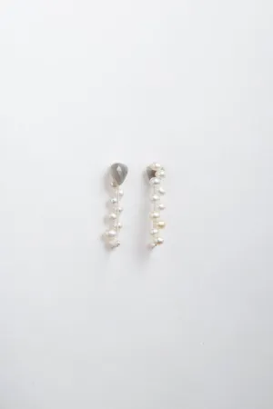 Reversible ear clip gray moonstone