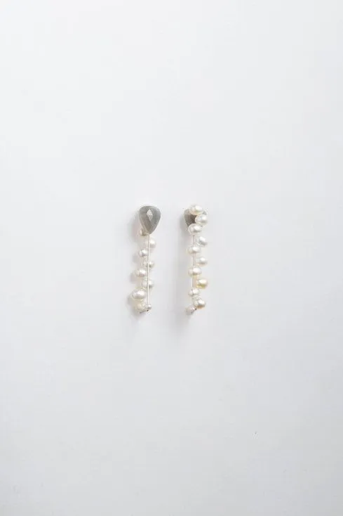Reversible ear clip gray moonstone