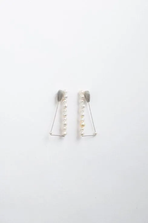 Reversible ear clip gray moonstone