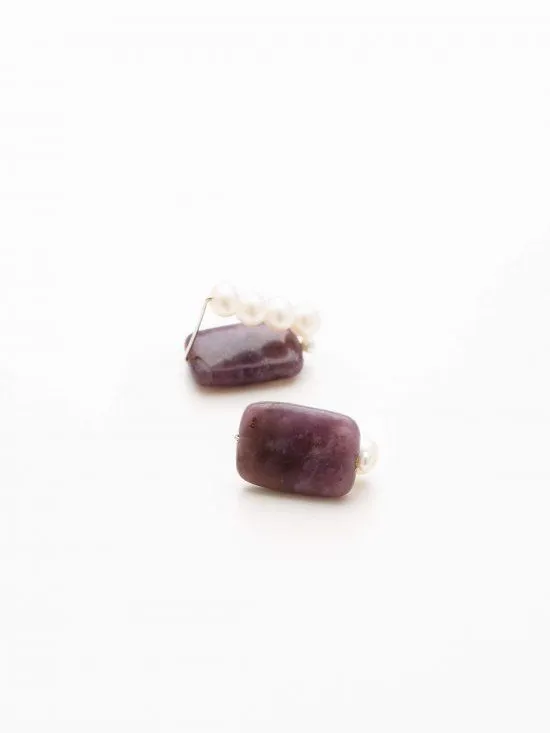 Reversible ear clip lepidolite