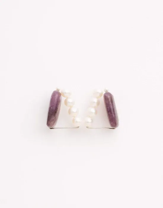 Reversible ear clip lepidolite