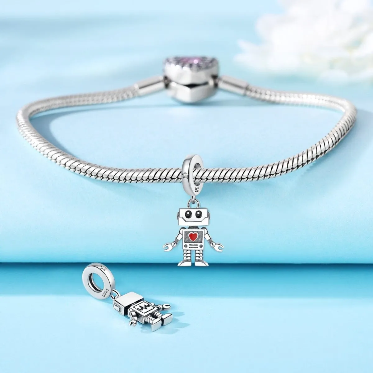 Robot with Heart Charm