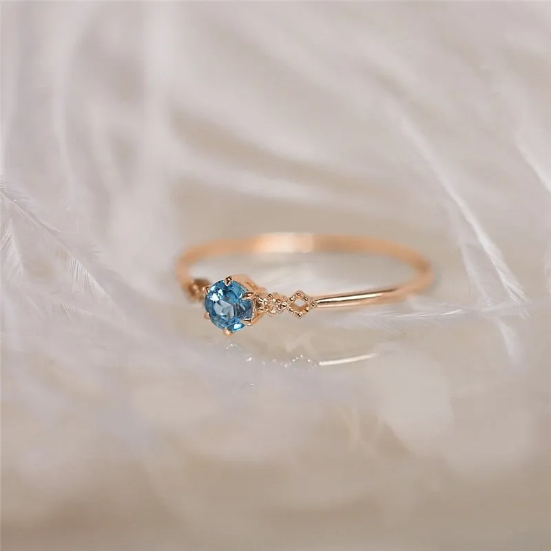 [ROMAD] Delicate Blue CZ Crystal Engagement Rings for Women - Bridal Rings.