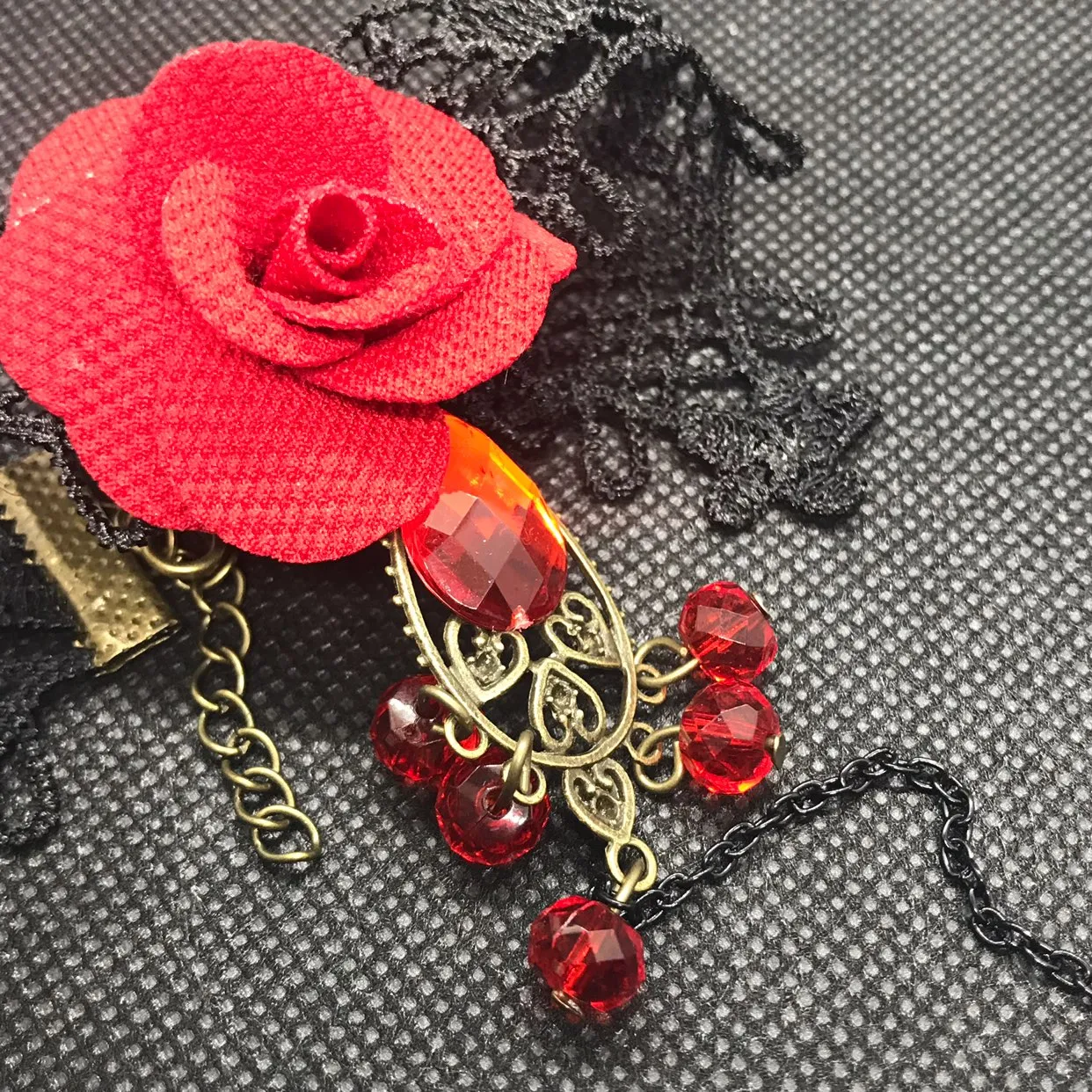 Rose And Lace Bracelet Ring Combo