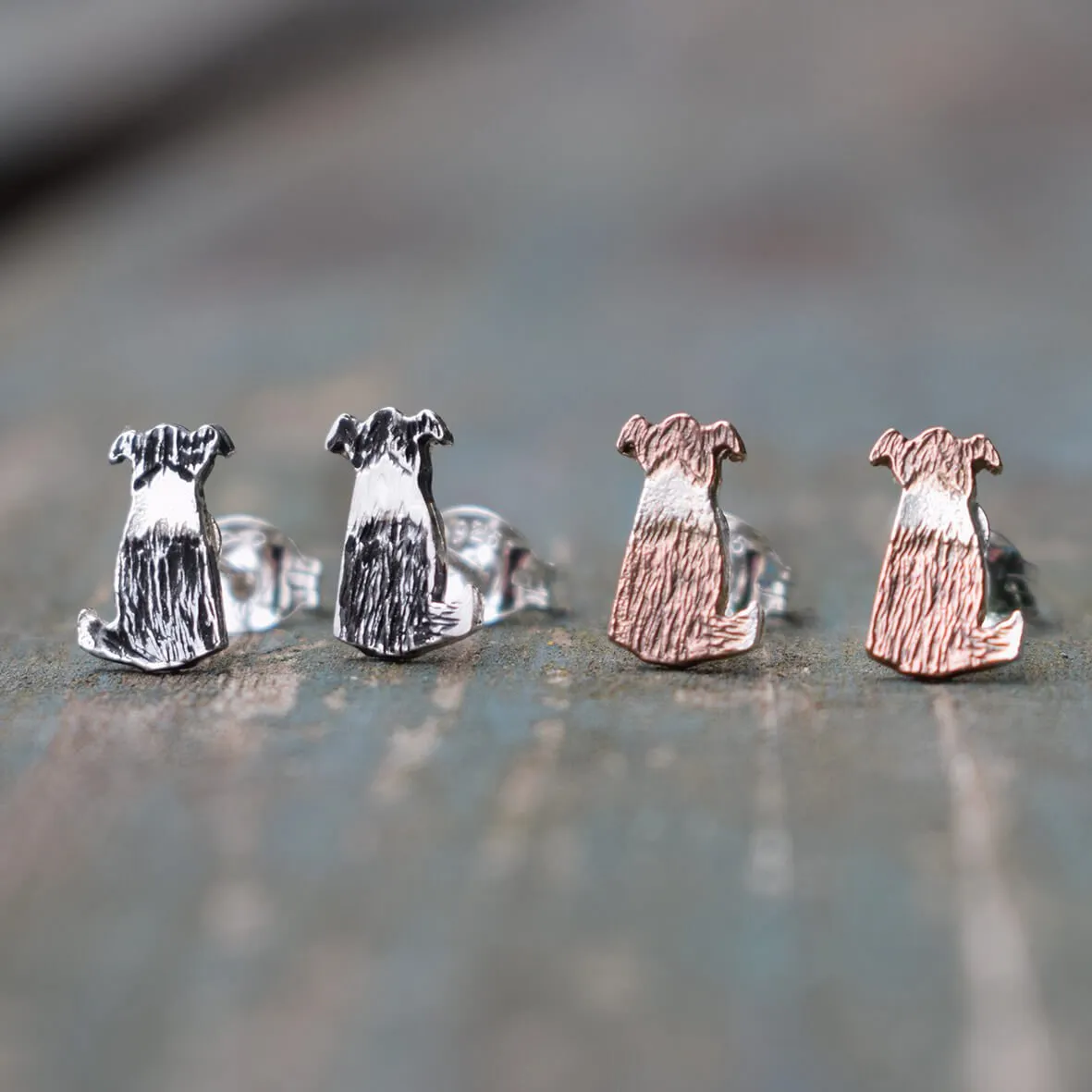 Rose Gold Border Collie Sheepdog Earrings