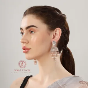 ROSE GOLD CZ STUDDED DIAMOND LOOK JHUMKA'S