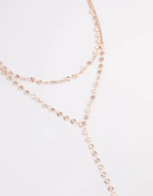 Rose Gold Double Row Dainty Disc Y-Necklace