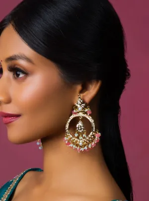 Rose Jadau Chaandbali Earrings