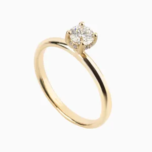 Round Engagement Ring with Delicate Band and Hidden Detail