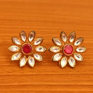 RUBY FLOWER KUNDAN MEENAKARI STUDS