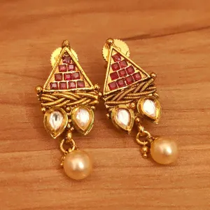 RUBY KUNDAN LOOK PEARL ETHNIC EARRINGS
