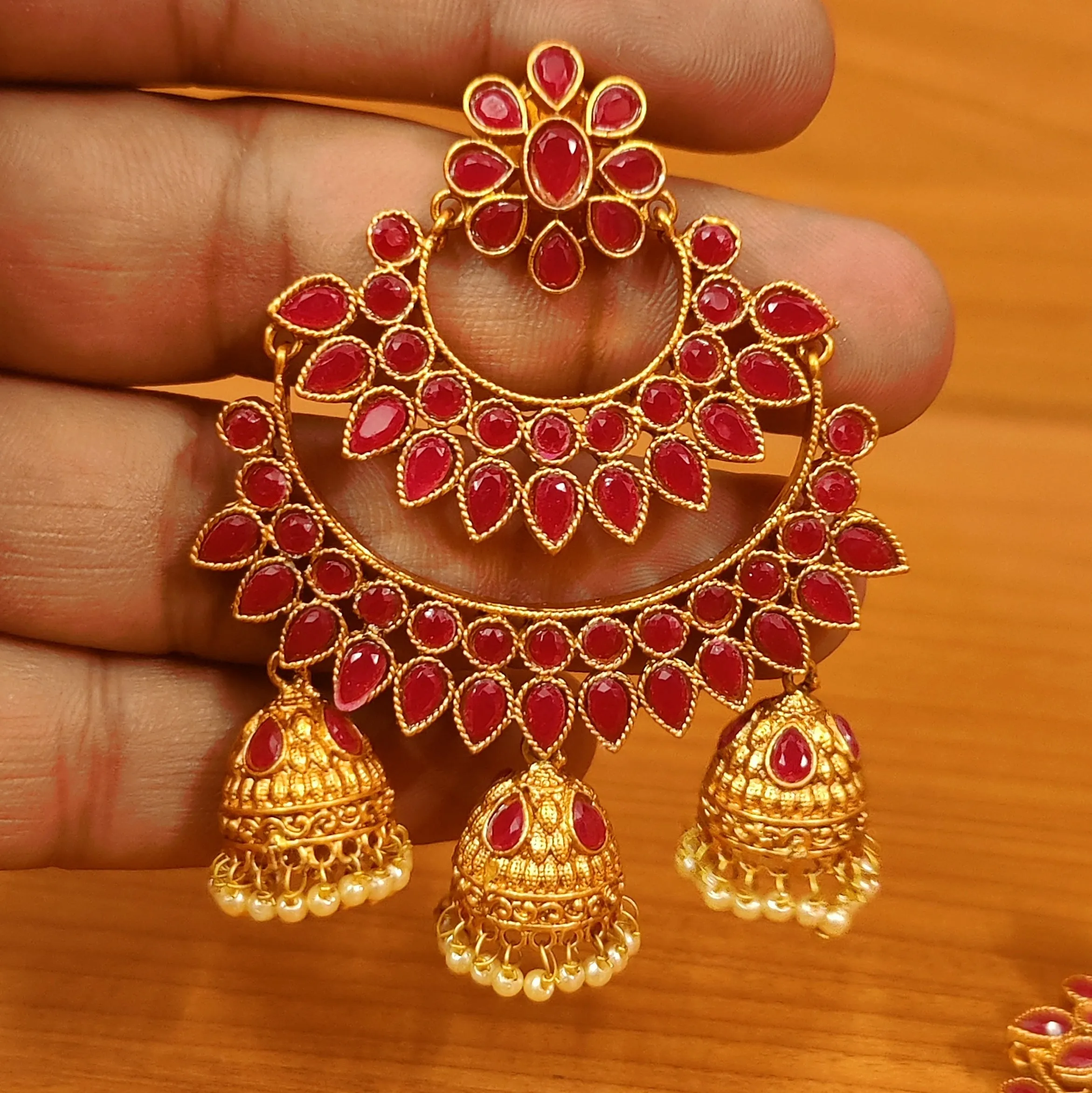 RUBY POLKI STUDDED CHAANDBAALI JHUMKA'S