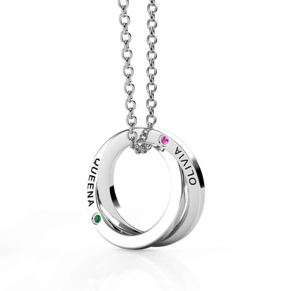 Russian 2 Ring Necklace with 2 Birthstone