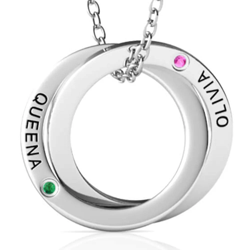 Russian 2 Ring Necklace with 2 Birthstone