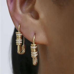 Safety Pin Earrings with Sparkling Stones