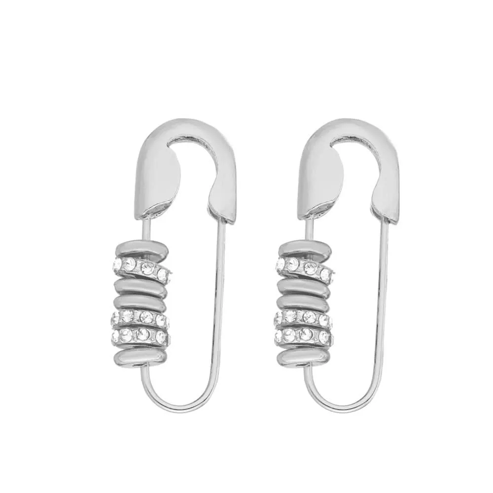 Safety Pin Earrings with Sparkling Stones