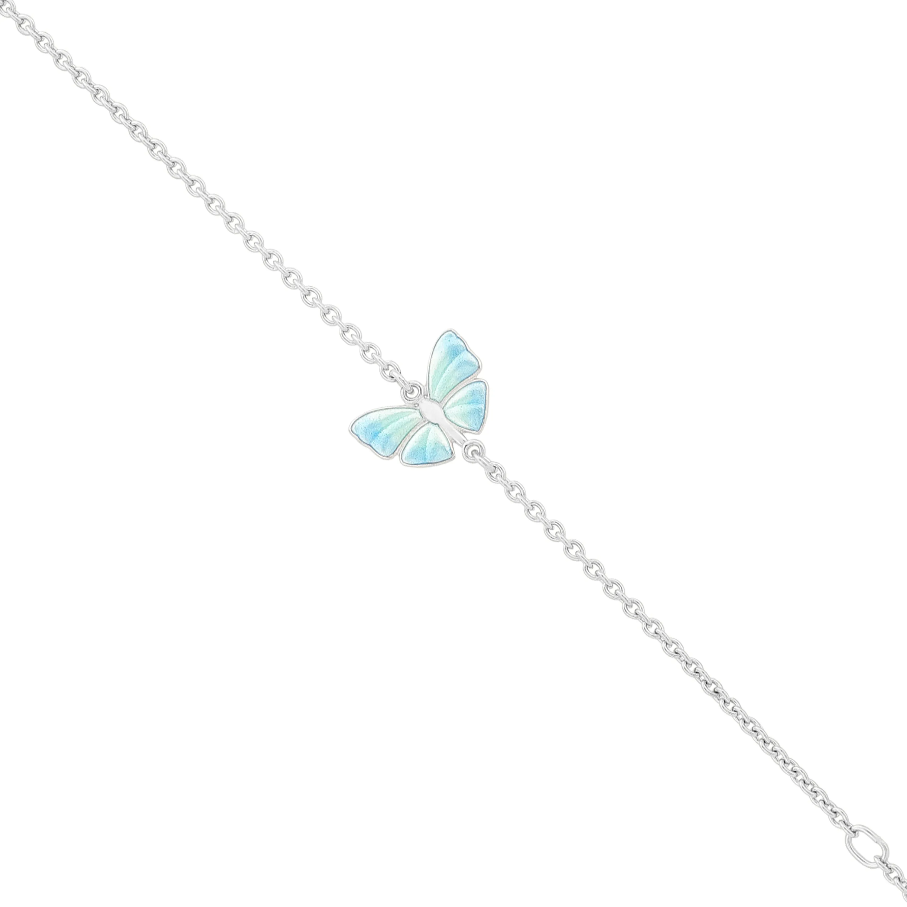 Sea Blue Fluttering Rhodium Plated Enamel Bracelets