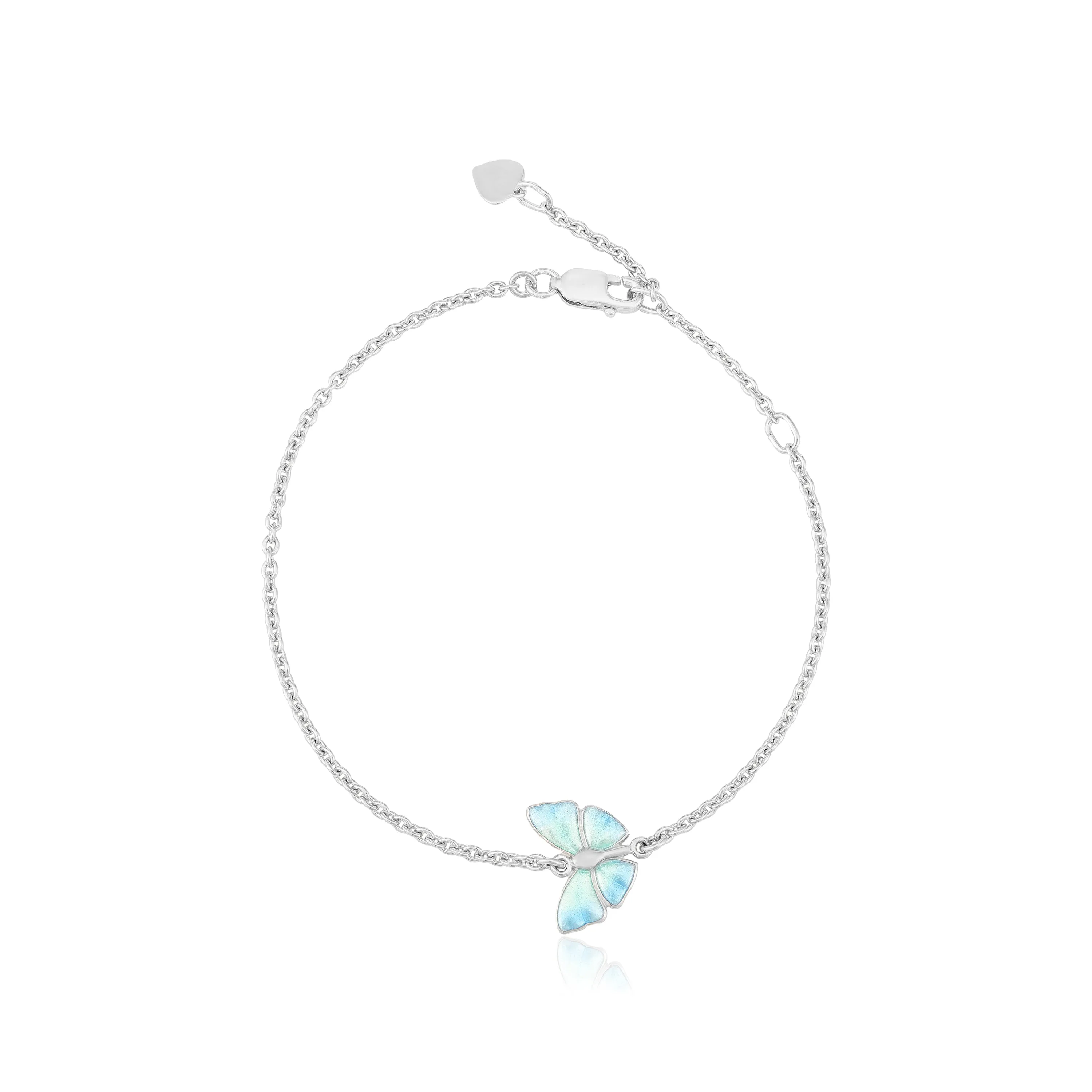 Sea Blue Fluttering Rhodium Plated Enamel Bracelets