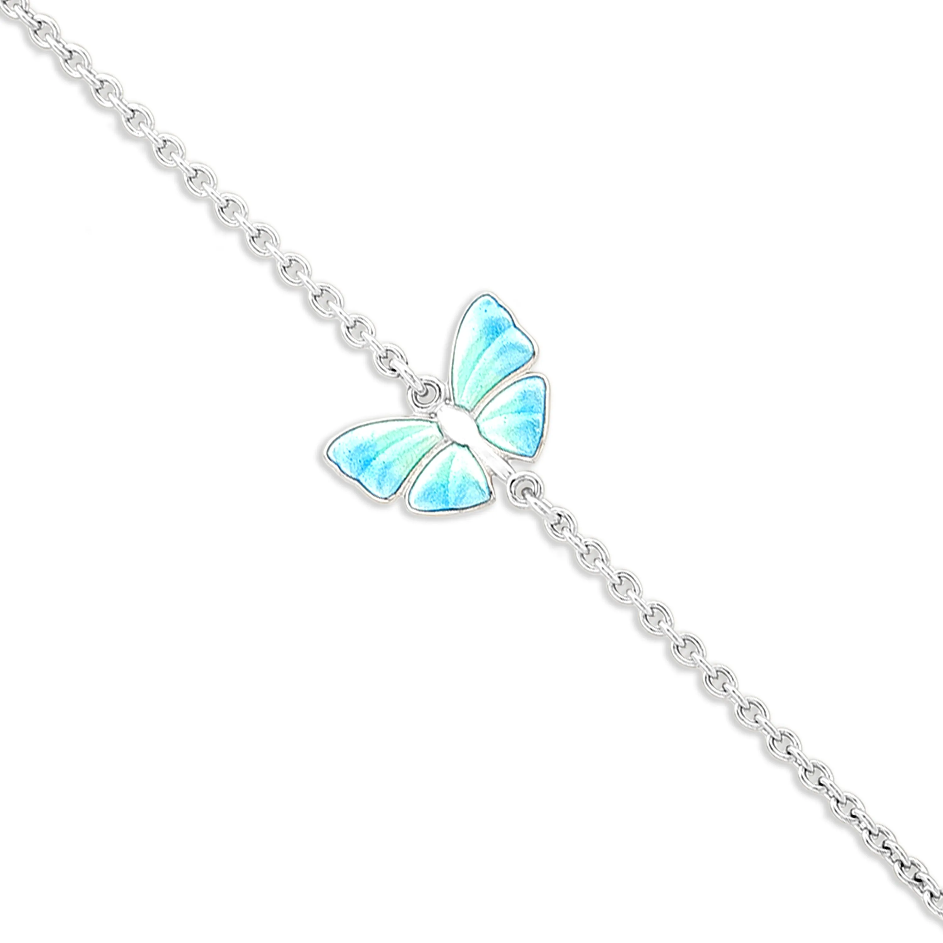 Sea Blue Fluttering Rhodium Plated Enamel Bracelets