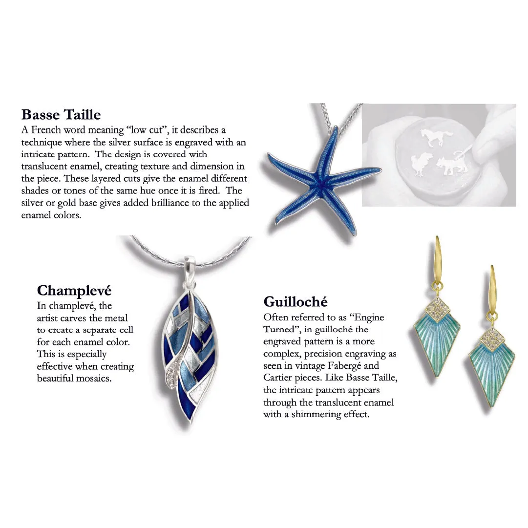 Sea Blue Fluttering Rhodium Plated Enamel Bracelets
