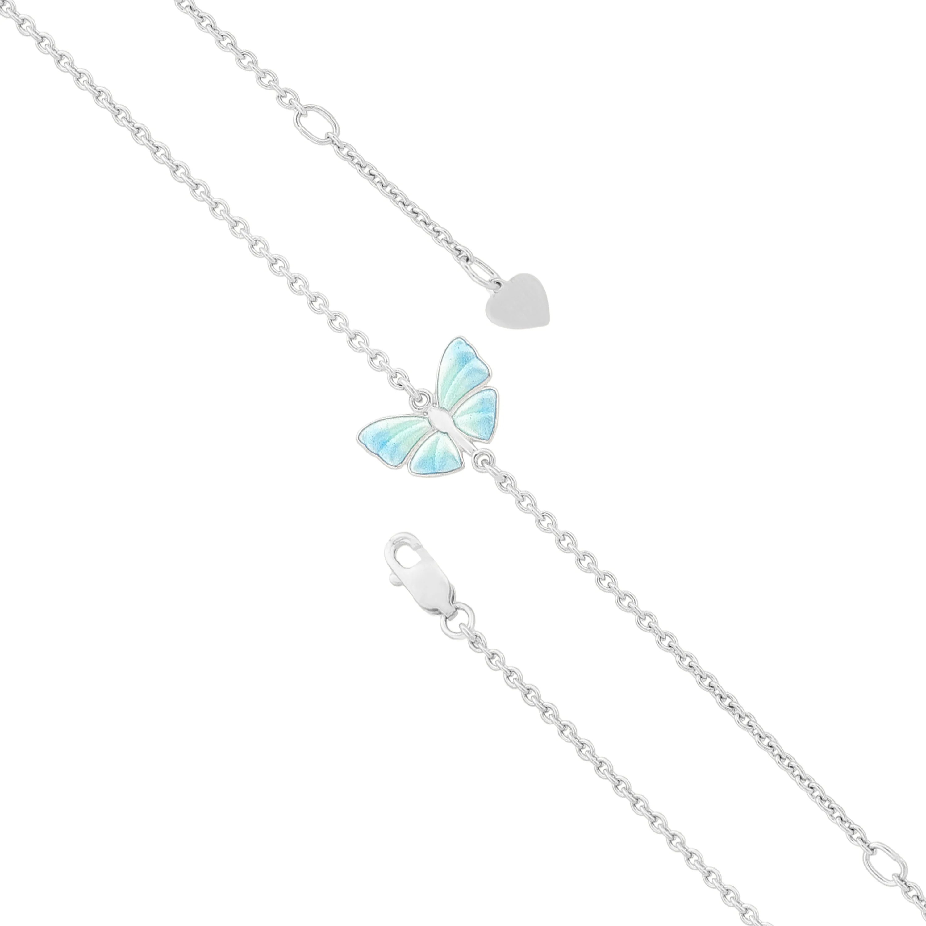 Sea Blue Fluttering Rhodium Plated Enamel Bracelets