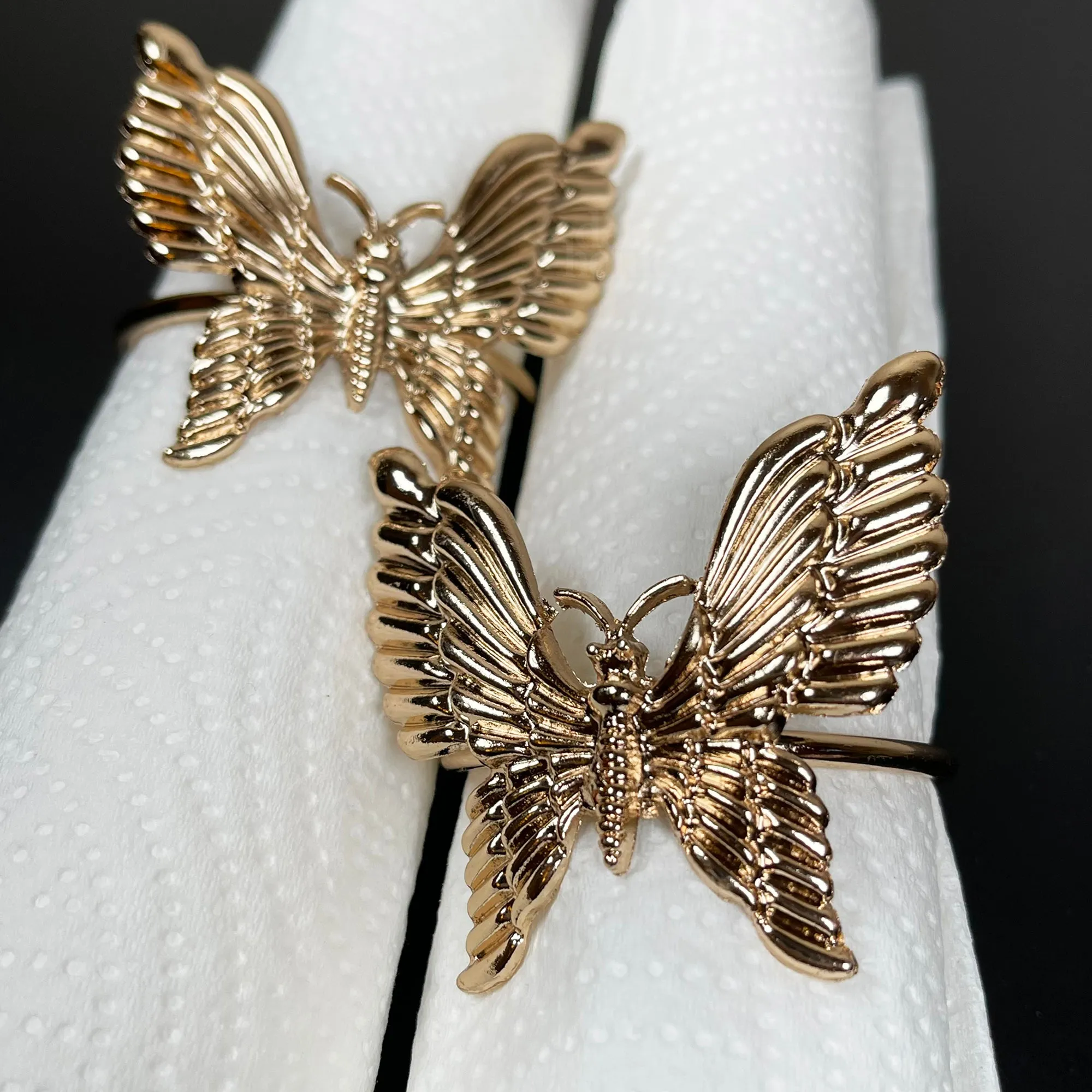 Set Of 2 Gold Butterfly Napkin Rings