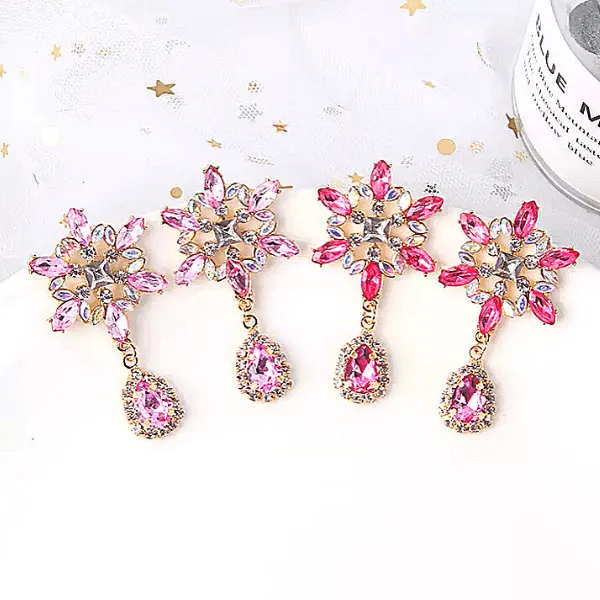 Shimmering CZ Snowflake Star Dangling Earrings
