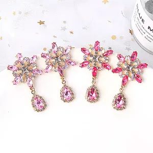 Shimmering CZ Snowflake Star Dangling Earrings