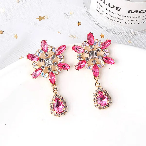 Shimmering CZ Snowflake Star Dangling Earrings