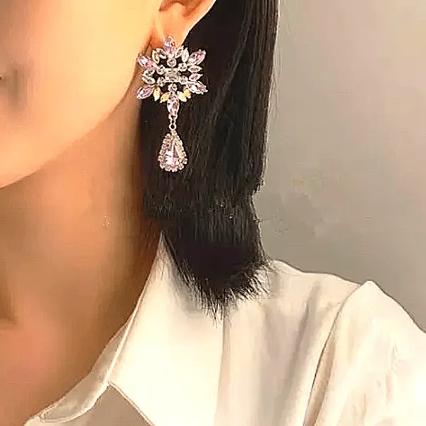 Shimmering CZ Snowflake Star Dangling Earrings