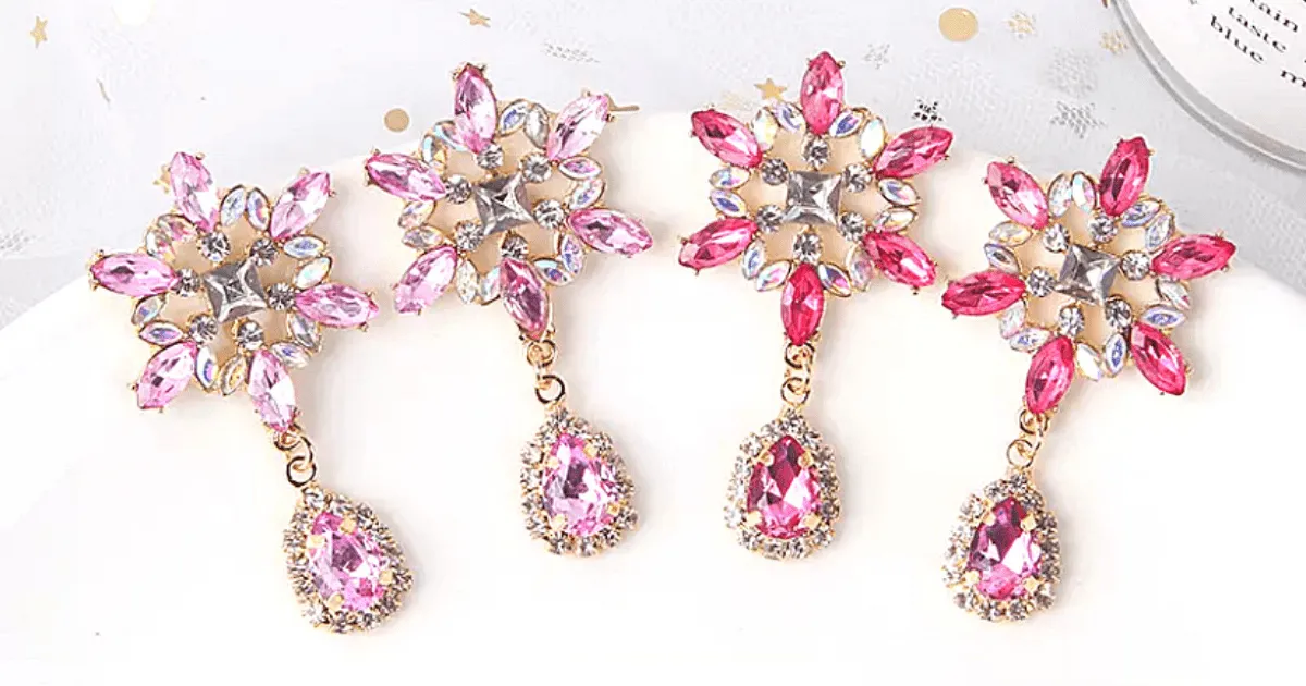 Shimmering CZ Snowflake Star Dangling Earrings