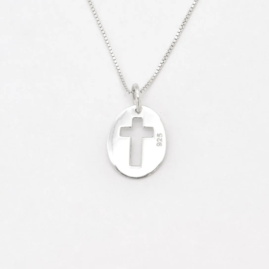 Silver Cross Pendant - Minimalist Cross Necklace - Cutout Cross Pendant