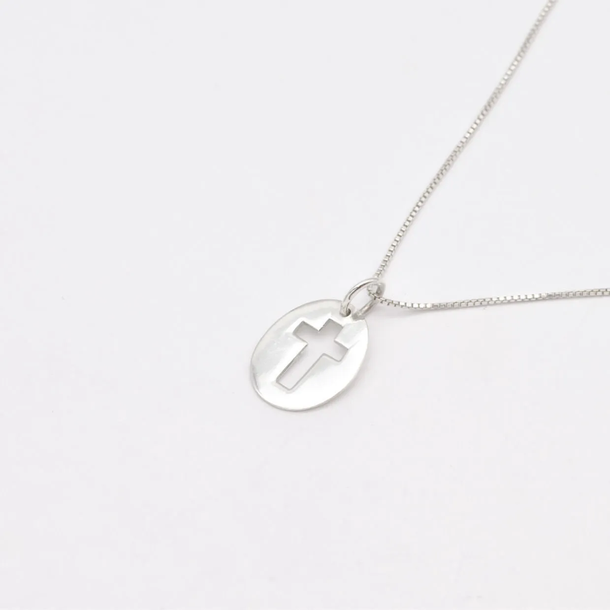 Silver Cross Pendant - Minimalist Cross Necklace - Cutout Cross Pendant