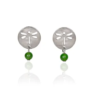 SILVER -DRAGONFLY & BEAD DROP