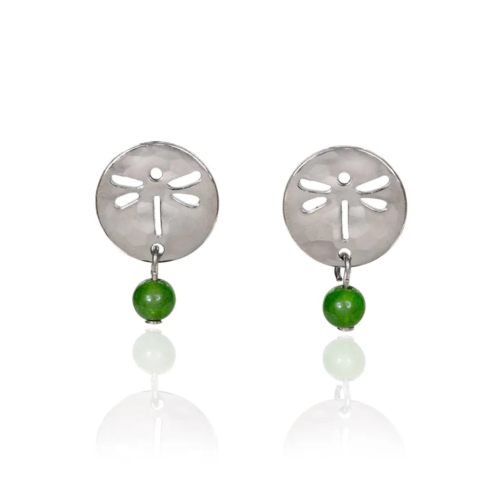 SILVER -DRAGONFLY & BEAD DROP