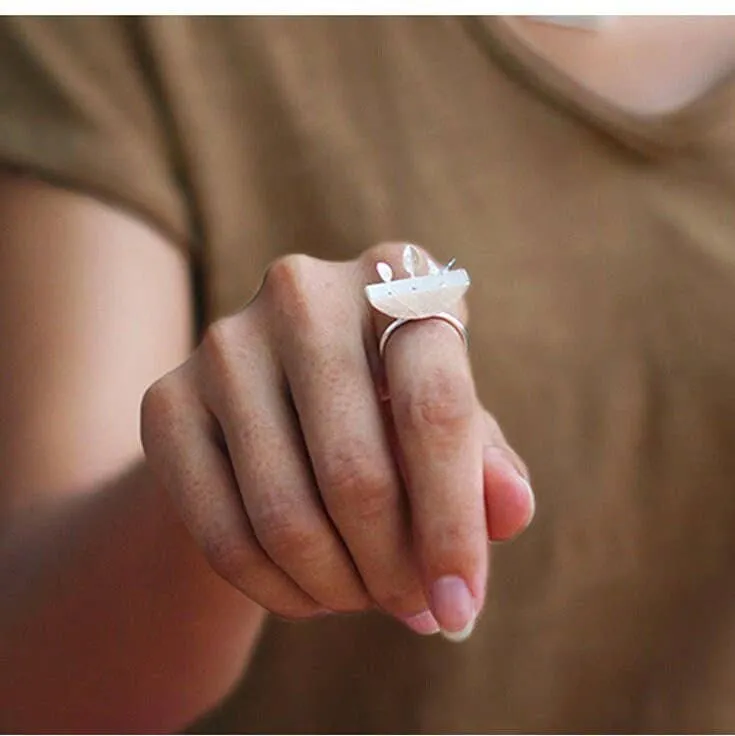 Silver Garden Butterfly Ring Delicate Ring