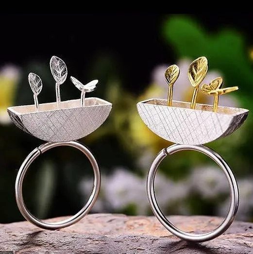 Silver Garden Butterfly Ring Delicate Ring