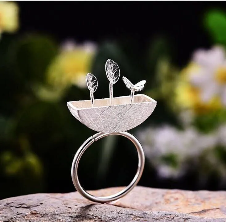 Silver Garden Butterfly Ring Delicate Ring