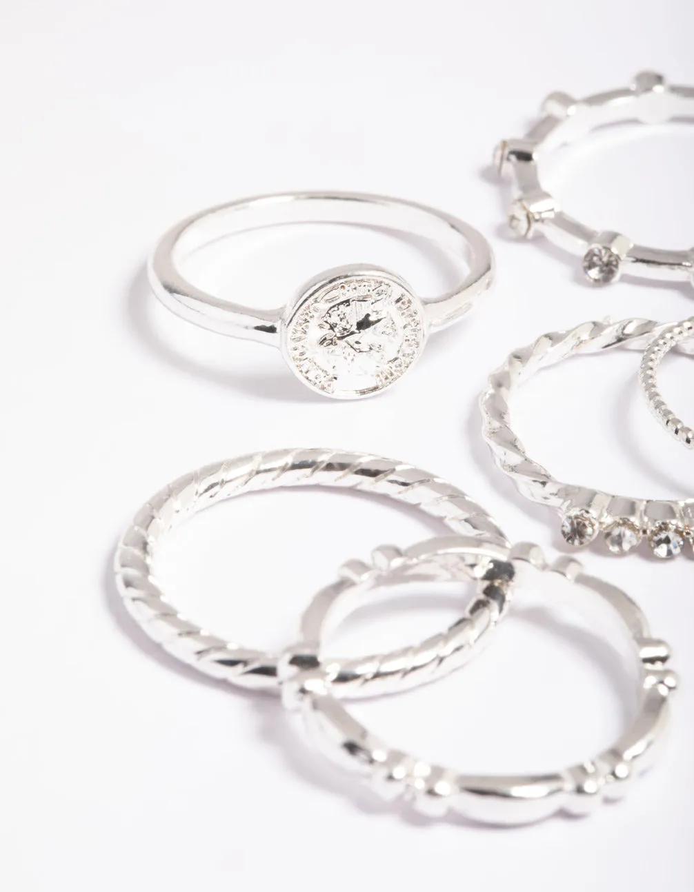 Silver Mini Coin Rings 6-Pack