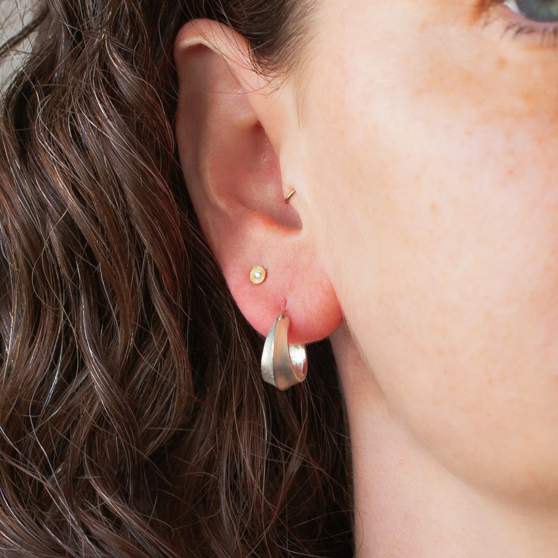 Silver Morph Huggie Hoops