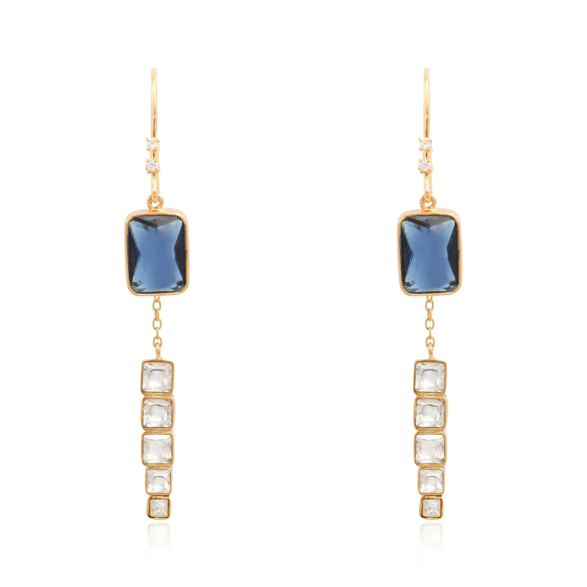 Silver Sparkling blue sui dhaga earring
