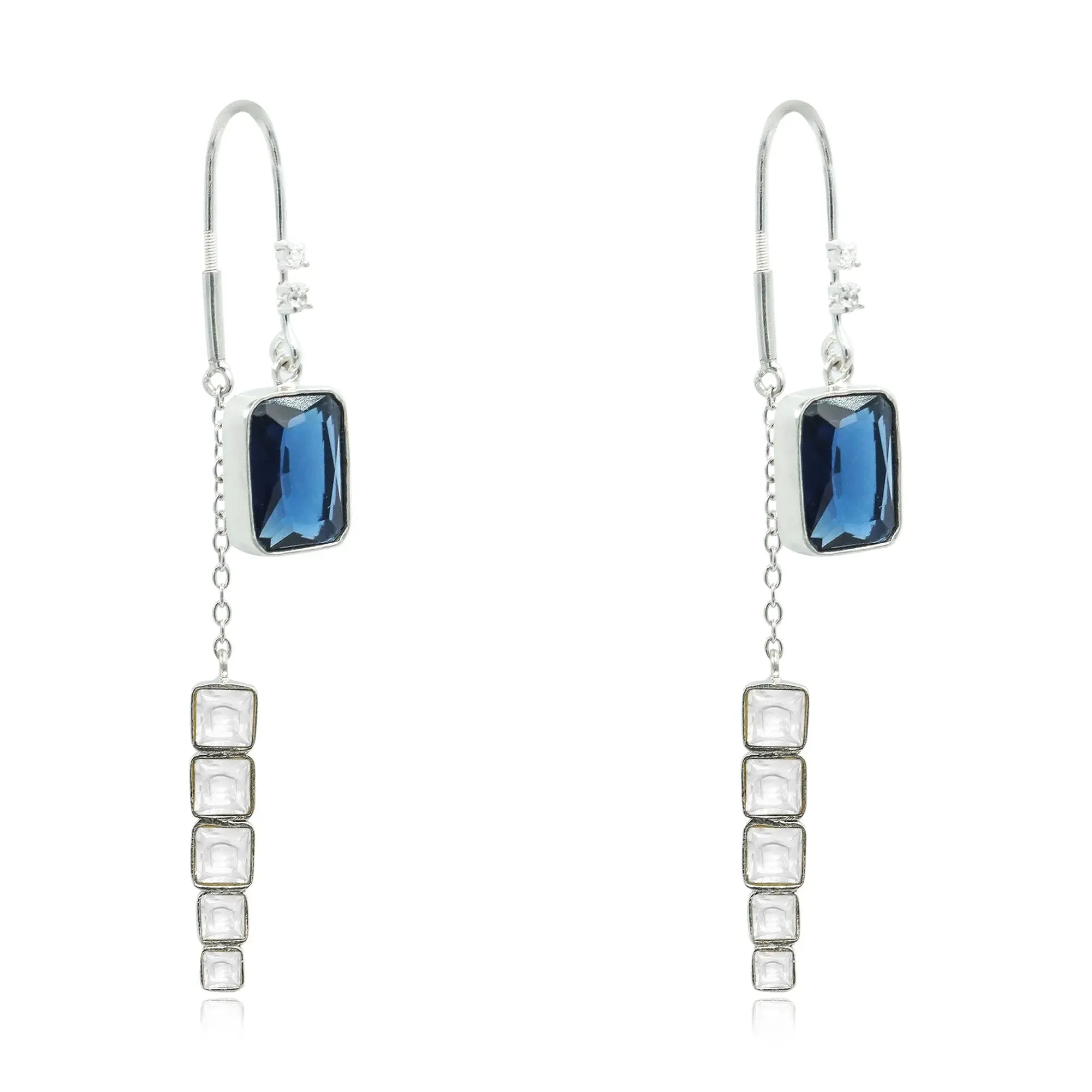 Silver Sparkling blue sui dhaga earring