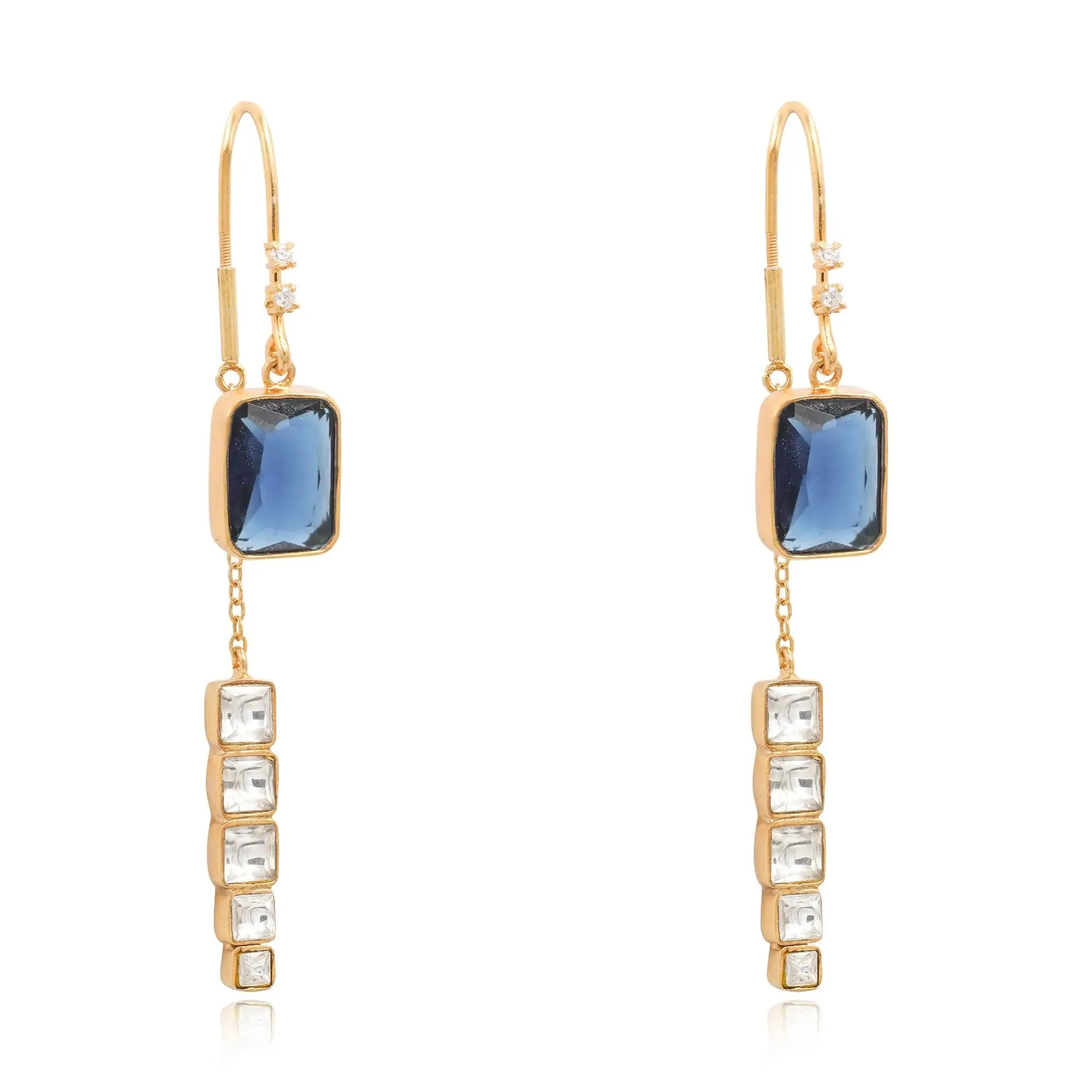 Silver Sparkling blue sui dhaga earring