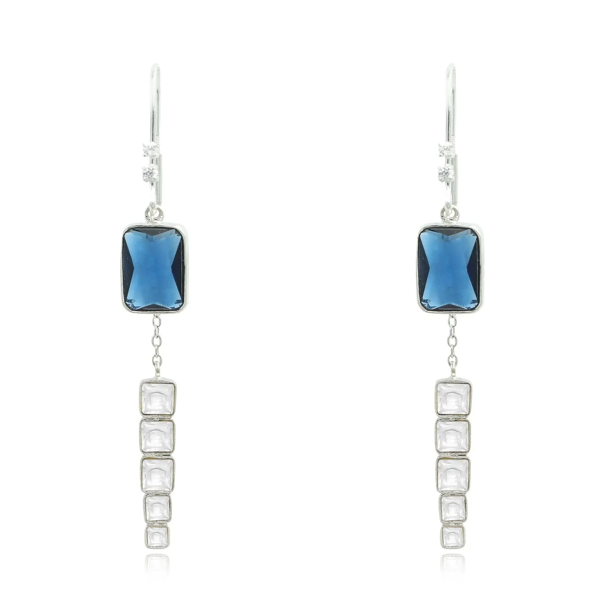 Silver Sparkling blue sui dhaga earring