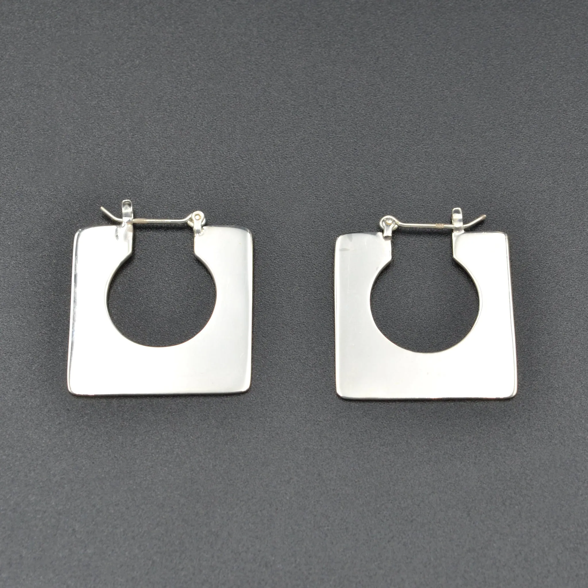 Silver Squared Hoop Earrings