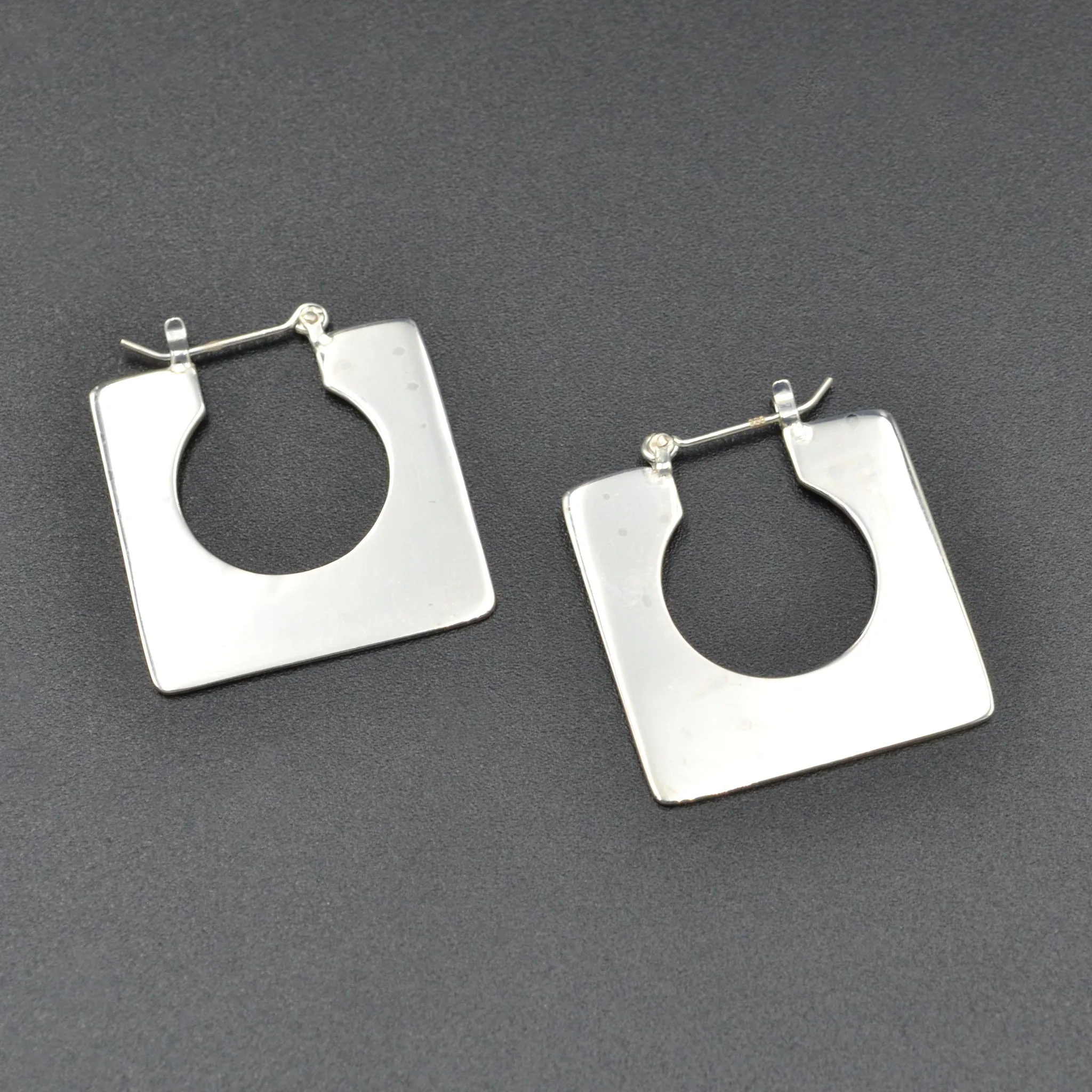Silver Squared Hoop Earrings