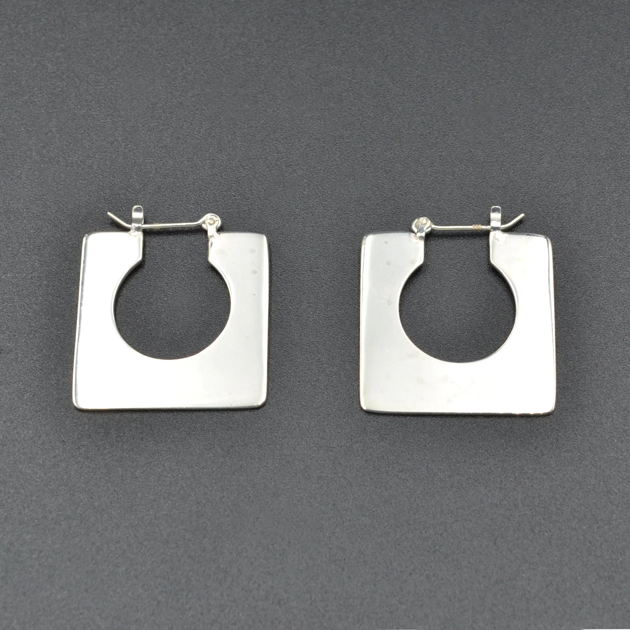 Silver Squared Hoop Earrings