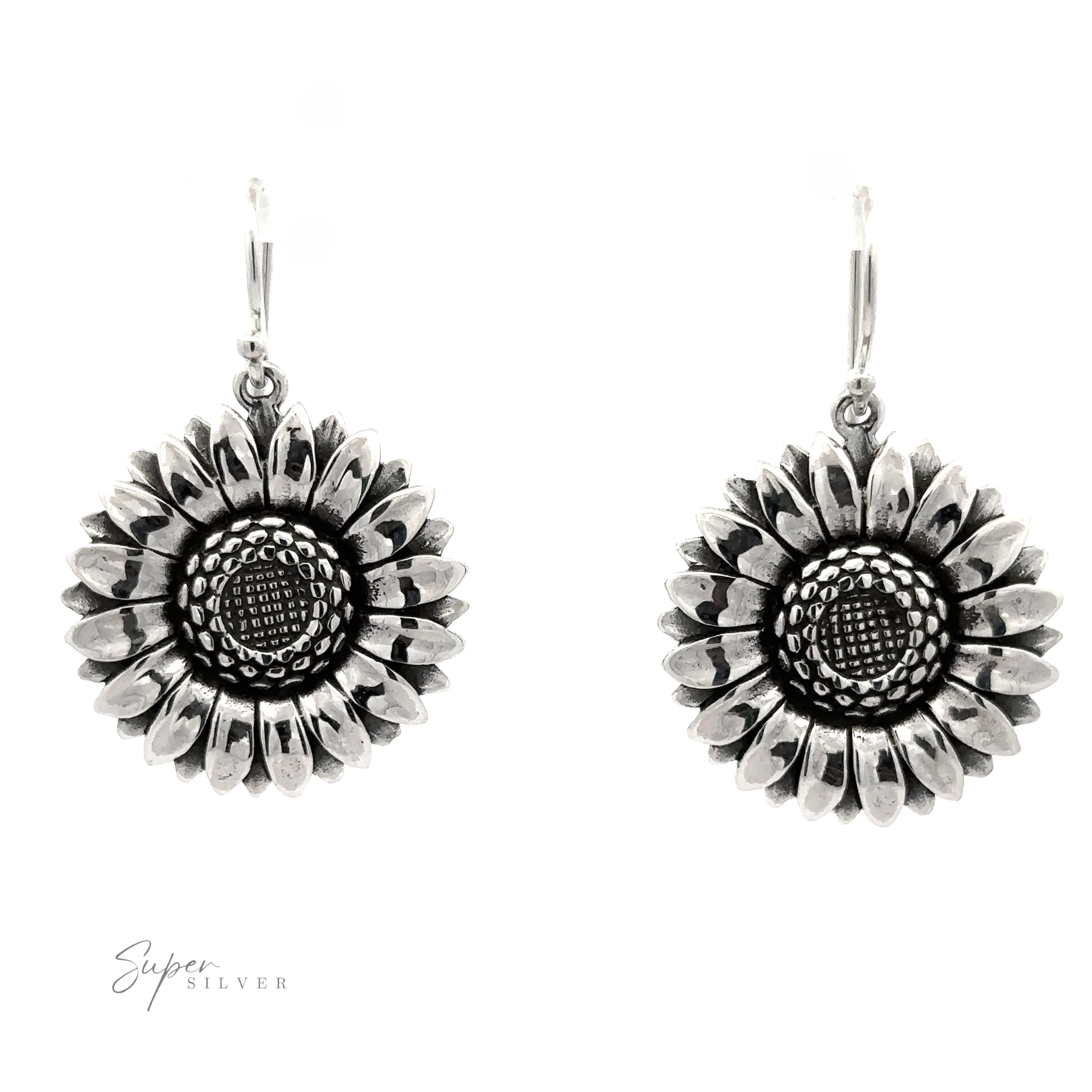 Silver Sunflower Earrings
