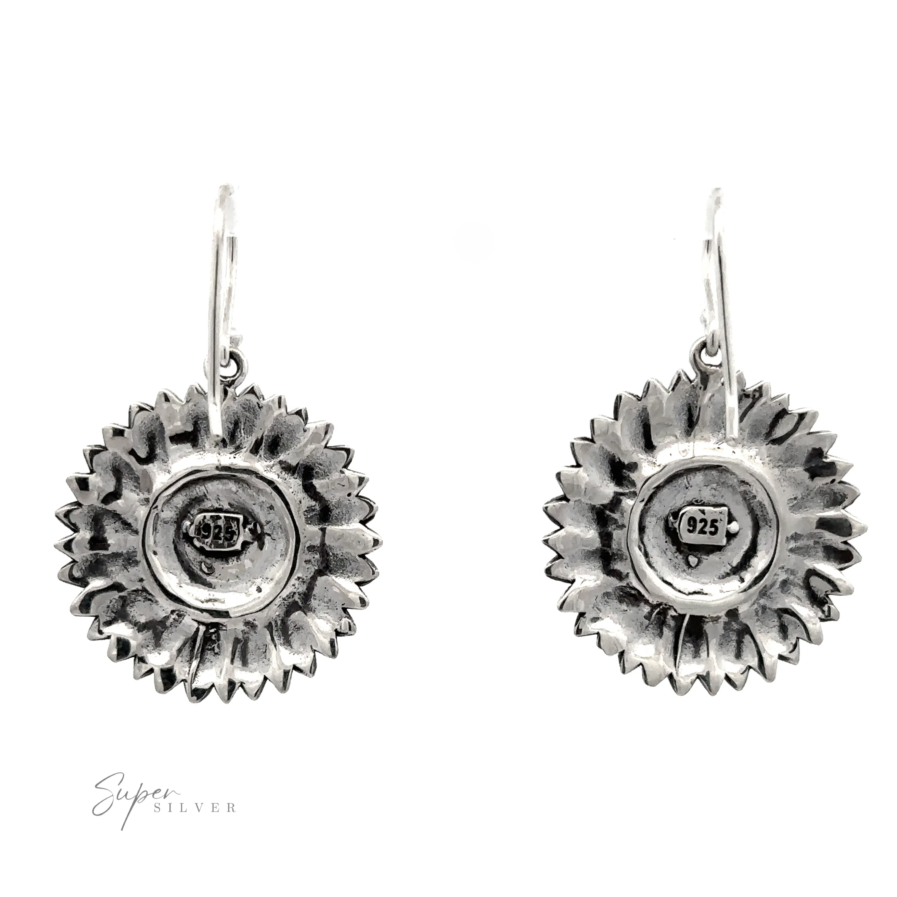 Silver Sunflower Earrings